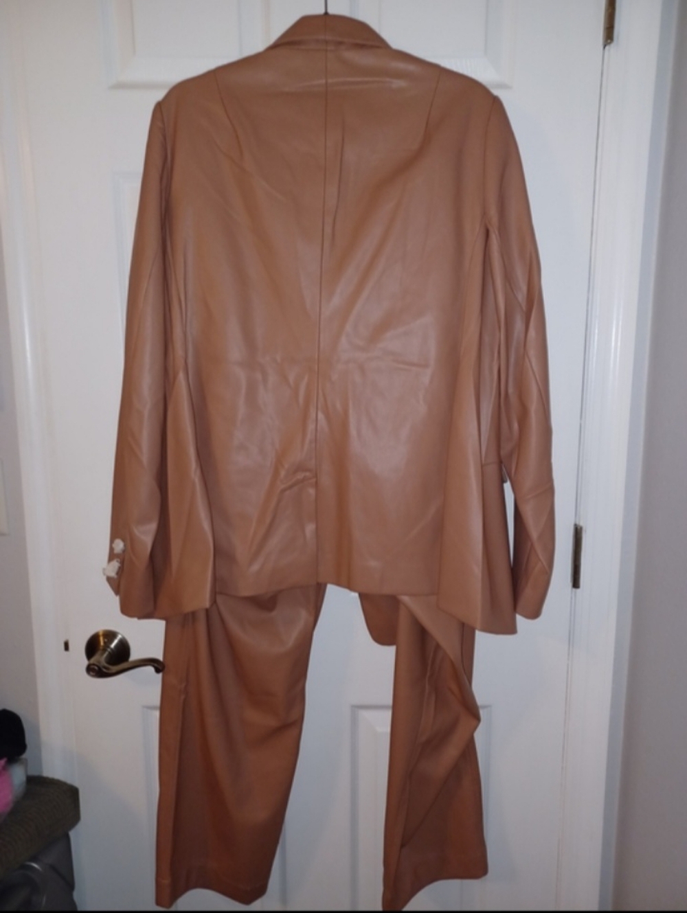 Wildfang The Empower Vegan Leather 2 Pc Suite Tux Blazer/Trousers Brown Rose - Picture 11 of 11